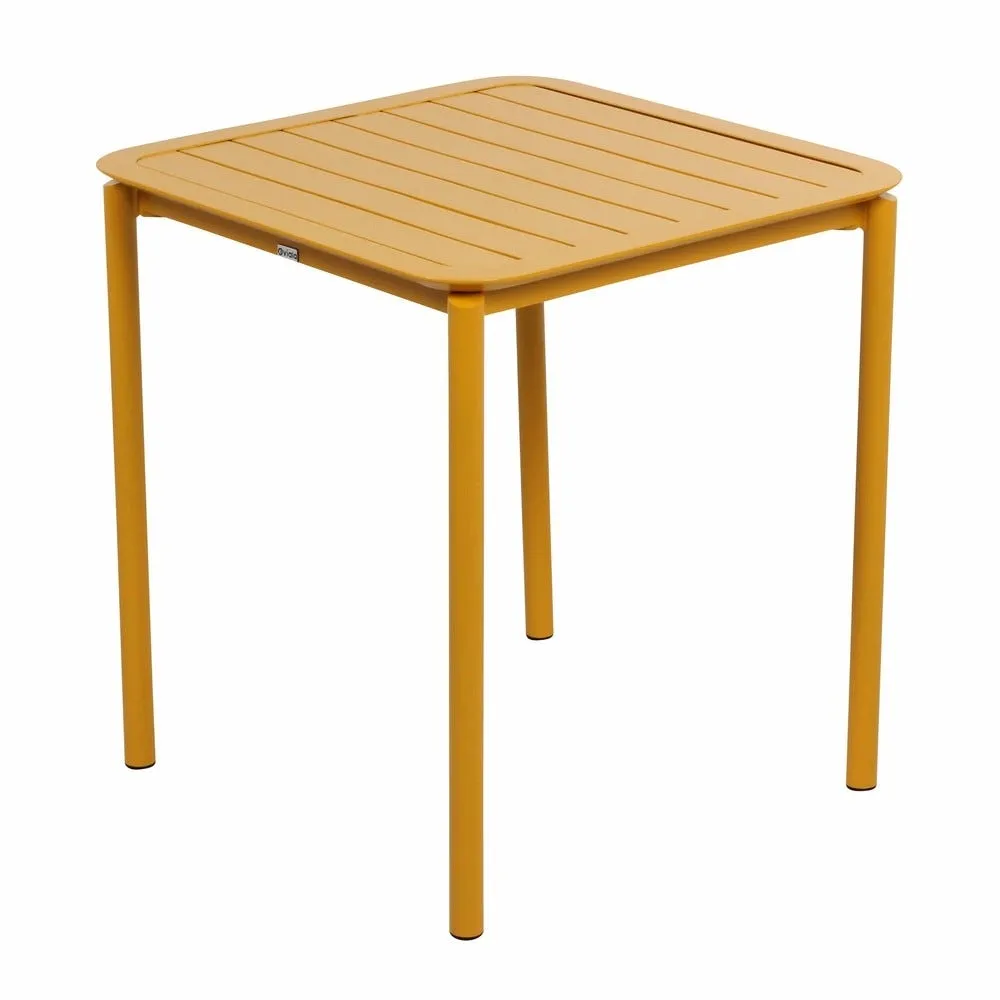 Table carrée de terrasse (70x70cm) jaune moutarde oviala
